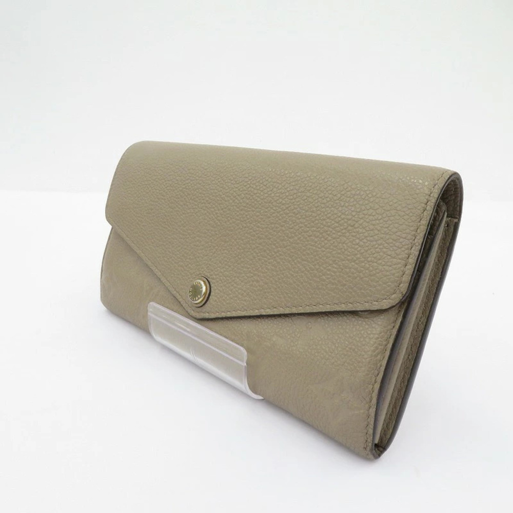 Louis Vuitton Monogram Empreinte Portefeuille Sarah Wallet Leather Beige Tan